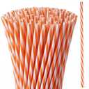Honeydak 50 Pieces Orange and White Striped Reusable Straws Bulk 9" Striped Hard Plastic Drinking Straws for Beverage Cocktail Mason Jar Tumbler Birthday Wedding Party Supplies