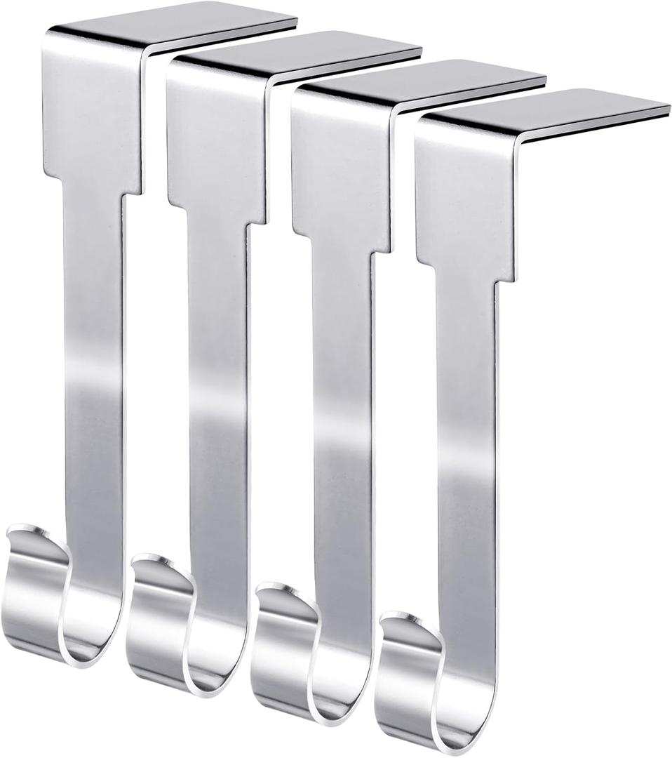 Edoneery Christmas Stocking Holder for Mantle Fireplace, Non Slip Silicone Pad Mantel Stocking Hangers for Shelves, Hanging Decorations Hooks for Family Xmas Holiday Party (Silver, 4)