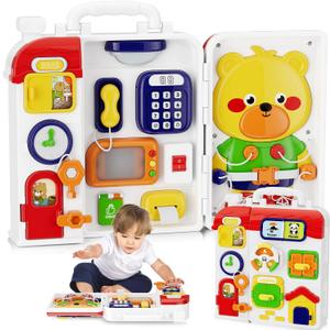 MFEESYOB Montessori Toys for 1 Year Old Boy Girl, Musical Montessori Busy Board for 12-18 Month Age, Educational Montessori Toy for Toddlers 1-3, Birthday Gift for 1+ Year Old Boy Girl