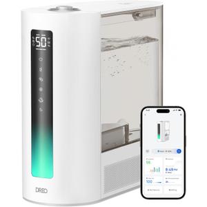 DREO 6L Humidifiers for Bedroom, Smart Warm & Cool Mist for Large Room, 60Hr Quiet Runtime for Baby, Plant, Humidity Sensor, Indicator Light, 12H Timer, Google/Alexa, Grey