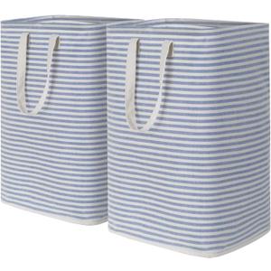 Lifewit 2 Pack Laundry Hamper Large Collapsible Laundry Baskets, Freestanding Waterproof Clothes Hamper with Easy Carry Handles in Laundry Room Bedroom Bathroom College Dorm for Adults, Blue, 2 x 80L