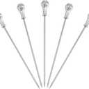 Uxcell 5 Pcs Stainless Steel Cocktail Picks, 4.5 Inch Martini Picks Fruit Sticks Metal Skewers Reusable for Drinks Olives Appetizers Fruit Decorative, Silver (Gem)