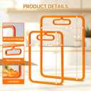 2Pcs Orange Glass Cutting Board for Kitchen, Tempered Glass Chopping Board with Non-Slip Edges, Dishwasher Safe Clear Cutting Board Set, Heat & Shatter Resistant, 15"11" & 13"9"