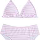 RoseSeek Girl's 2 Piece Bathing Suit Halter Triangle Swimsuit Bikini Sets (Pink, S/12Y)