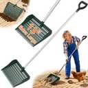 Chicken Poop Scooper & Rake 2-in-1, Chicken Coop Accessories with 13in Wider PP Head & Adjustable Stainless Steel Handle, 33''-69'' Pooper Scooper Sand Sifting Shovel Litter for Small Farm Animals