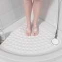 XIYUNTE Corner Shower Mat Non Slip - 21 x 21 Inches Corner Shower Mats for Inside Shower, Non Slip Triangle Shower Mat, Corner Shower Stall Mat with Suction Cups, Machine Washable, White