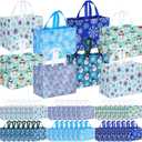 Sanwuta Christmas Bags Bulk for Gifts 12.8 x 9.8 x 6.7 in Large Tote Treat Grocery with Handles Reusable Non Woven Pocket(48 Pcs)