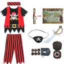 Kids Pirate Costume,Pirate Role Play Dress Up Set 5-6 Years