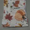 2 x Thanksgiving Waterproof Tablecloth  Fall Harvest Pumpkins, Maple Leaves & Berries Print  Autumn Rectangle Table Cover for Dining or Party, White, 60" Round