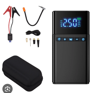 Portable Car Jump Starter with Air Compressor, 1500A Battery Jumper Starter Pack with 150PSI Auto Tire Inflator (All Gas/Diesel), 12V Jump Box Battery Booster, Smart Jumper Cables, LCD Display, Black