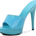 Women Fish Mouth Sky High Heel Platform Sexy Party Slides Round Open Toe Slip On High Heeled Backless Prom Sandals Fashion Stiletto Dress Bridal Evening Shoes 8
