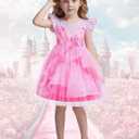 Good Witch Costume Pink Princess Dress Kids Halloween Costumes Witch Dress with Star Crown (11-12 Years)