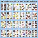 Funny Meme Stickers Pack  24 Sheets (200+ pcs) Waterproof Vinyl Stickers for Laptop, Water Bottles, Journals, Phone Case  Cool Gifts for Teens, Kids, Adults