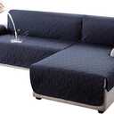 Genina Sectional Couch Covers for Dogs L Shaped Sofa Covers Chaise Lounge Cover Reversible Sofa Cover Sectional Furniture Protector for Pets, Kids (Navy Blue, Large)