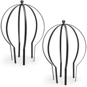 GlikCeil 2 Pcs Black Large Metal Trellis 21.5" x 25.5" Metal Garden Spheres for Climbing Plants Vine Stem Outdoor Indoor Plant Trellis for Potted Plants Flowers Decorative Support Holder, 21.65 inches x 1.57 inches