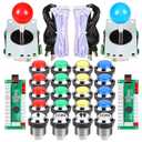 EG STARTS 2 Player Arcade Contest DIY Kits USB Encoder To PC Joystick + 8 Ways Sticker + Chrome LED Illuminated Push Button 1 & 2 Player Coin Buttons For Arcade Mame Raspberry Pi 2 3 3B Games
