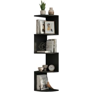 5-Tier Floating Corner Shelf Wall Mount, Heavy Duty Wall Corner Bookshelf, Multi-Purpose Plant Display Shelf for Bedroom Living Room Bathroom Home Office, (Black)