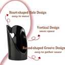 Gomakren Upright Spoon Rest, Standing Spoon Rest for Stove Top, 6 Inch Ladle Holder for Kitchen Counter, Valentines Heart Shaped Heat-Resistant Spatula Holder Cooking Utensil Stand, Black