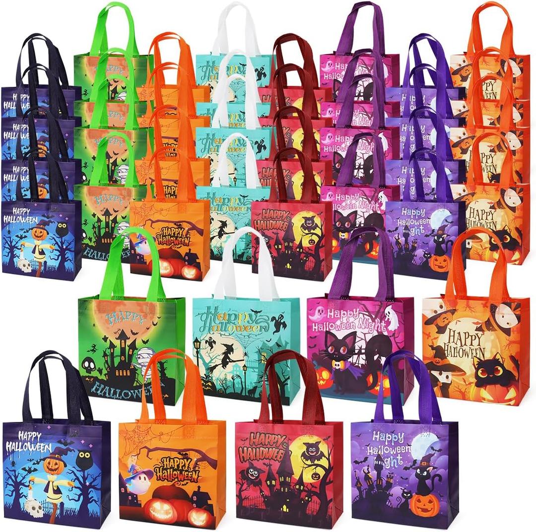 40PCS Halloween Trick or Treat Bags, Non-Woven Gift Tote Bags with Handles for Gifts Wrapping, Party Supplies, 7.9"7.9"3.15"