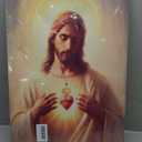 Jesus Sacred Heart Canvas Wall Art Painting Christian Poster Print Divine Mercy Picture Religious Spiritual Wall Decor for Bedroom Living Room 16x24in Framed