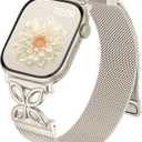 Getino Mesh Loop Compatible with Apple Watch Bands for Women 40mm 41mm 42mm 44mm 45mm 46mm 49mm 38mm Series 10 9 8 7 6 5 4 3 2 1 SE, Metal Stainless Steel Magnetic Strap for iWatch Bands, Starlight