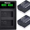 Hisewen DMW-BLC12 Battery (2 Pack) and Dual Charger for Panasonic Lumix G85, G7, DC-FZ1000 II, G95, DMC-G85, GH2, G5, G6, G7, GX8, FZ200, FZ300, FZ1000 Camera