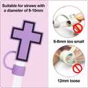JarThenaAMCS 4Pcs Jesus Faith Straw Cover Caps 0.4 Inch Silicone Reusable Christian Cross Straw Topper Double Sided Pattern Straws Tip Covers for 30 & 40 OZ Tumbler Cups