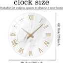 Large White Marble Wall Clocks Battery Operated 20 Inch Modern Analog Glass Wall Clocks for Living Room Office Dinning Room Silent Non Ticking Wall Clock
