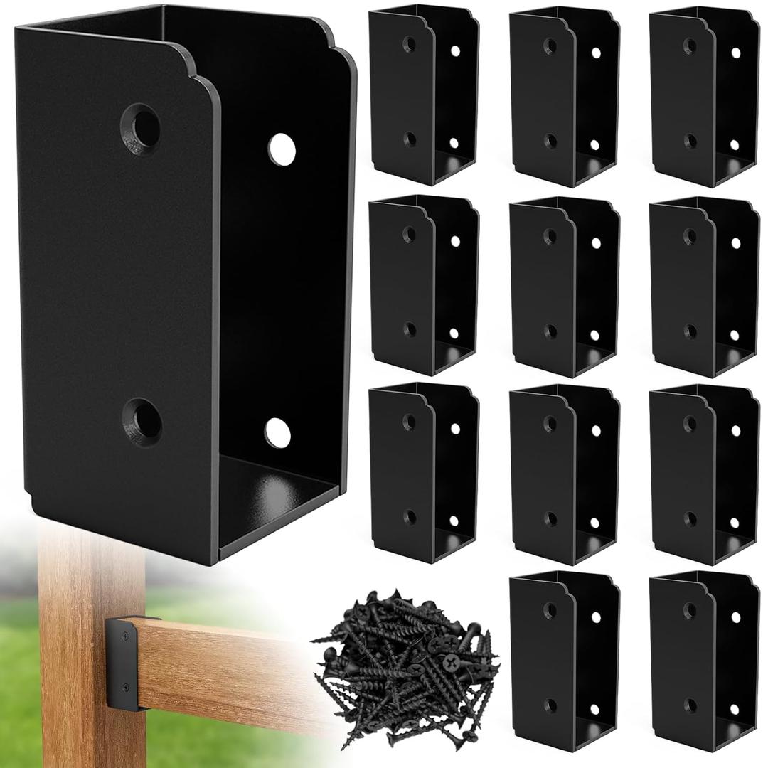 ForoGore 12 Pcs 2x 4 Stainless Steel Deck Railing Brackets Connectors 2x4 Brackets 2x4 Fence Bracket for Stair Fence Railings Decking Wood Post