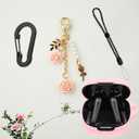 Silicone Case for Anker Soundcore Liberty 4 NC with Cute Keychain Lanyard Shockproof Protective Cover Compatible with Earbuds Soundcore Liberty 4 NC Charging Box Case Cover for Women Men (Pink)