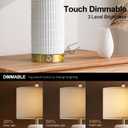 PoKat Stone-Like Ceramic Table Lamps with USB Ports for Bedroom, 25'' Matte-White Dimmable Nightstand Touch Lamps for Night Stands with Gold Base, Farmhouse Lamps for Living Room End Side Table