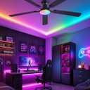 ZMISHIBO 60 Inch RGB Ceiling Fan with Light, Remote&App Control,Flush Mount