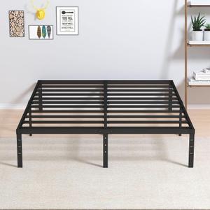 14 Inch Metal Bed Frame Queen Size No Box Spring Needed, Heavy Duty Platform Support Up to 3000 lbs, Easy Assembly, Noise Free, Black
