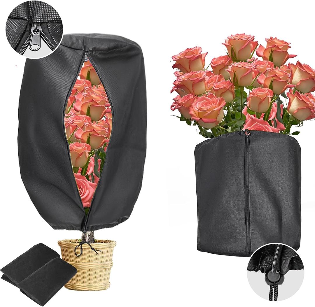 EJW Plant Covers Freeze Protection, Plant Cover, Plants Cover for Winter,Frost Blankets for Outdoor Plants,Frost Covers for Outdoor plants2 PCS, Cylindrical 19.6 * 14.5 * 14.5inch