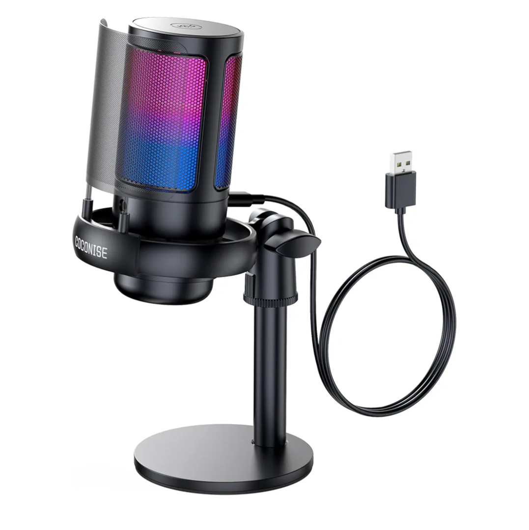Gaming Microphone for PC: USB Mic for Podcasts Videos & Streaming - Condenser Mic with Quick Mute & Pop Filter - RGB Microphone Gift for Gamer boys - Compatible with PS4/5 & Computer & Laptop