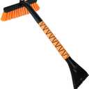 26" Car Snow Brush & Ice Scraper | 2 - in - 1 Winter Tool with Premium Bristles for Cars/SUVs/Trucks  Rotating Head, Heavy - Duty ABS | Ergonomic Foam Grip (FlameFoam Orange)