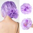 1 PCS Messy Bun Hair Piece, Hair Bun Hair Pieces for Women Girls Curly Wavy Synthetic Hair Bun Scrunchies Ponytail Extensions Light Purple