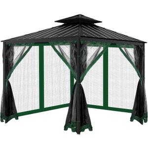 Gazebo Universal Replacement Mosquito Netting, 10'x10' Gazebo Netting Outdoor, 4-Panel Screen Walls for Outdoor Patio with Zipper (Mosquito Net Only) (Green)