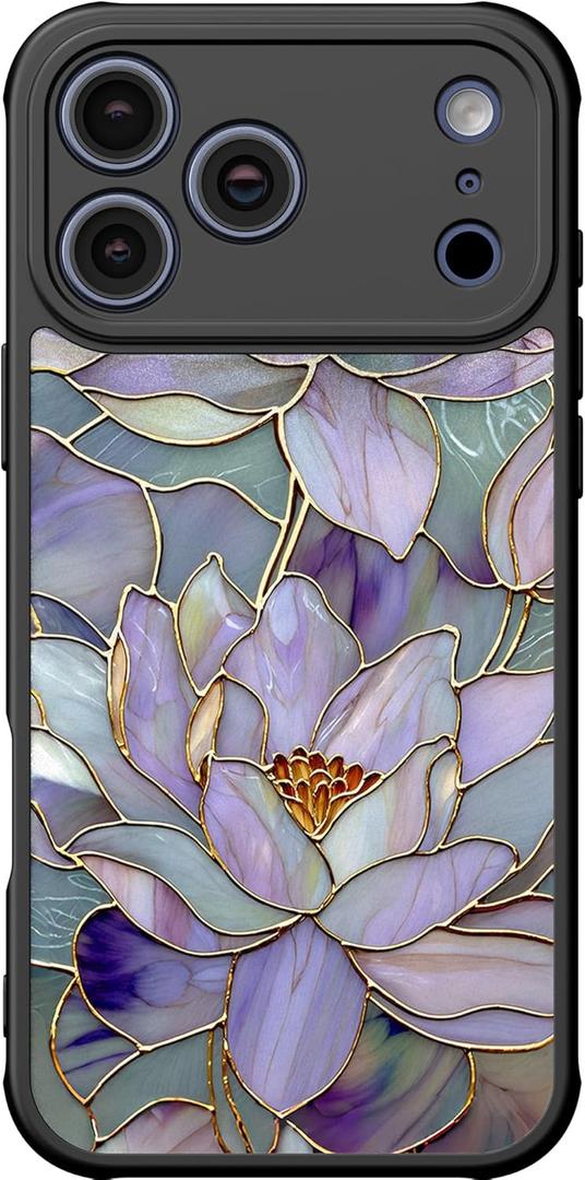 DEENAKIN for iPhone 17 Pro Max Case Cute,Aesthetic Floral Hard Shell,Compatible with Magsafe,Trendy Unique Cool Retro Western Coquette Protective Slim Phone Cover for Women Girls,Blooming Purple Lotus