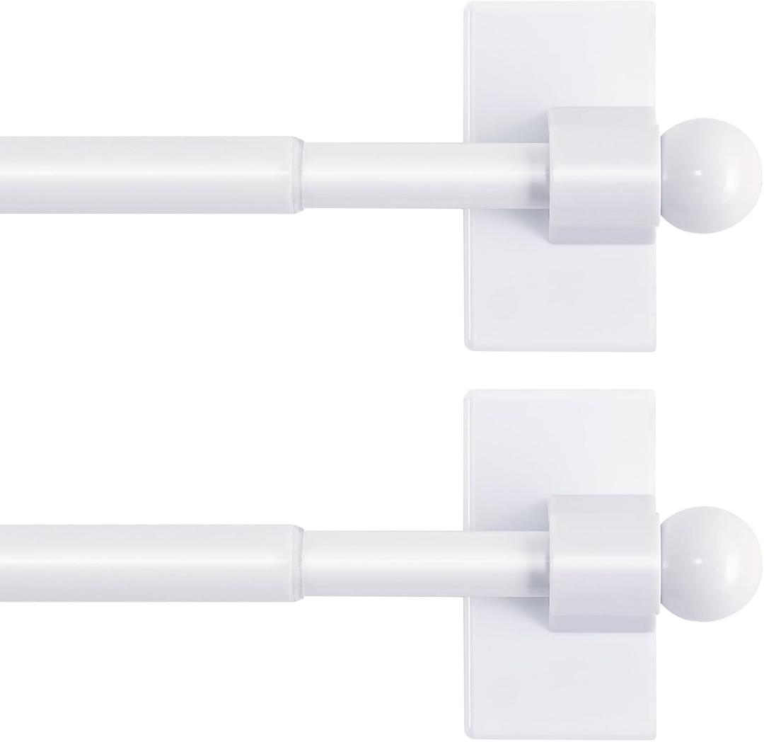 H.VERSAILTEX 2 Pack Magnetic Curtain Rods for Metal Doors, 16 to 28 Inch, 1/2 Inch Diameter, Multi-Use Adjustable Appliances for French Doors Magnetic Cafe Curtain Rod(White)