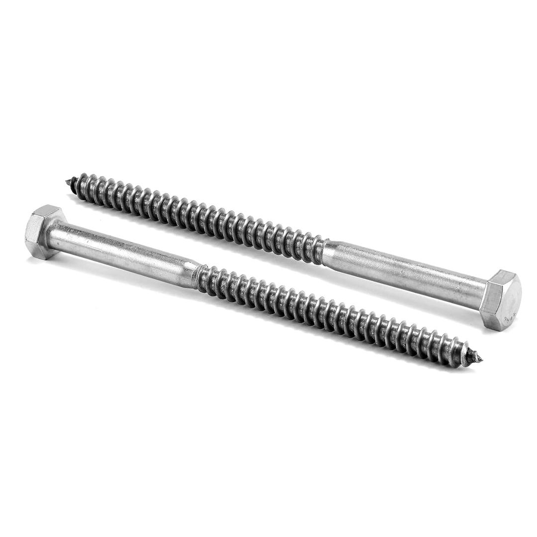 5/16" x 6" Hex Head Lag Screws Bolts 10Pcs 304 Stainless Steel 18-8, Partial Thread, Hexagon Head Wood Screws by SG TZH