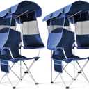 Docusvect 2 Pack Beach Chair with Canopy Shade, Folding Camping Chair with Canopy with Cup Holder, Side Pocket for Camp, Beach, Tailgates, Fishing - Support 330 LBS, 23 inches x 22 inches x 53 inches