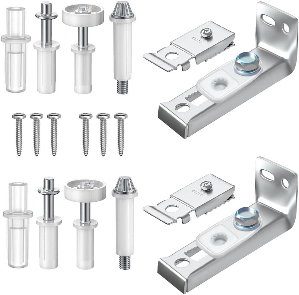 2 Pack Bifold Door Hardware Repair Kit - Bifold Closet Door Hardware Replacements Tools for 7/8" to 1" Sliding Door Track, Bifold Door Parts Include Top & Bottom Bracket, 3/8" Pivot, 7/8" Guides Wheel