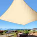 Waterproof Sun Shade Sail 10' x 12' Rectangle UV Block Sunshade,Heavy Duty Permeable 185GSM Backyard Shade for Backyard Yard Deck Patio Garden Outdoor Activities and Facility-Beige(Beige, 10 X 12 FT)