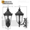 18 Outdoor Exterior Wall Lantern Sconce Modern Farmhouse Wall Fixtures Lantern Porch Light Wall Mount Lighting Black Finish with Sended Glass for Outdoor Front Door, Garage, Patio (17.6 IN-Seeded Glass-up)