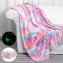 SALIMAH Glow in The Dark Blanket Unicorns Gifts for Girls, Toys for Girls Age 2 3 4 5 6 7 8 9 10 Year Old, Soft Kids Blankets Gifts for Grandkids Teens for Christmas Birthday, 50"x60"