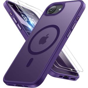 Miracase for iPhone 16e case & iPhone 17e Case for MagSafe [with 29H+ Screen Protectors] TOP Military-Grade Protection Shockproof with Velvet Touch for iPhone 16e/17e Phone Case 6.1", Dark Purple