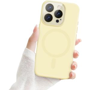 for iPhone 16 Pro Magnetic Case, Luxury Soft Silicone Case for Women & Men - Anti-Scratch, Anti-Drop, Shockproof Bumper with Full Camera Lens Protection - Yellow