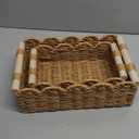 CubesLand Paper Rope Scalloped Edge Decor Baskets for Home, Living Room, Bedroom, Toilet Basket for Over Toilet Storage Shelf, End Table, Shelves and More, Both Storage&Decor, Set 2 Neutral