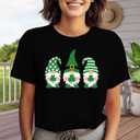 St Patricks Day Shirts for Women Lucky Irish Shamrock Shirt St Pattys Day Short Sleeve (Medium, Black1)